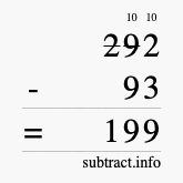 Calculate 292 minus 93 using long subtraction