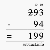 Calculate 293 minus 94 using long subtraction