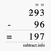 Calculate 293 minus 96 using long subtraction Calculate 293 minus 96 using long subtraction