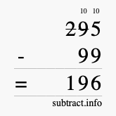 Calculate 295 minus 99 using long subtraction Calculate 295 minus 99 using long subtraction