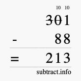 Calculate 301 minus 88 using long subtraction Calculate 301 minus 88 using long subtraction