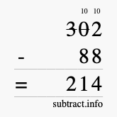 Calculate 302 minus 88 using long subtraction Calculate 302 minus 88 using long subtraction