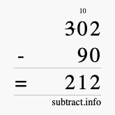 Calculate 302 minus 90 using long subtraction Calculate 302 minus 90 using long subtraction
