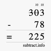 Calculate 303 minus 78 using long subtraction