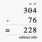 Calculate 304 minus 76 using long subtraction Calculate 304 minus 76 using long subtraction