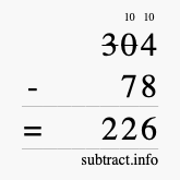 Calculate 304 minus 78 using long subtraction