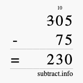 Calculate 305 minus 75 using long subtraction Calculate 305 minus 75 using long subtraction