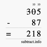 Calculate 305 minus 87 using long subtraction
