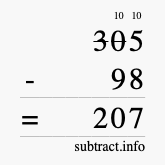 Calculate 305 minus 98 using long subtraction Calculate 305 minus 98 using long subtraction