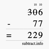 Calculate 306 minus 77 using long subtraction
