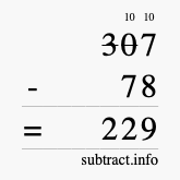 Calculate 307 minus 78 using long subtraction