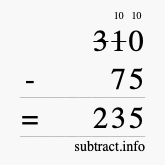 Calculate 310 minus 75 using long subtraction Calculate 310 minus 75 using long subtraction