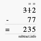 Calculate 312 minus 77 using long subtraction