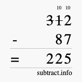 Calculate 312 minus 87 using long subtraction