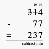 Calculate 314 minus 77 using long subtraction