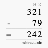 Calculate 321 minus 79 using long subtraction