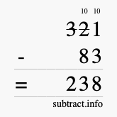 Calculate 321 minus 83 using long subtraction Calculate 321 minus 83 using long subtraction