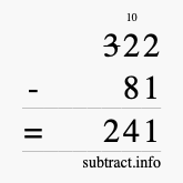 Calculate 322 minus 81 using long subtraction