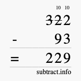 Calculate 322 minus 93 using long subtraction