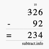 Calculate 326 minus 92 using long subtraction