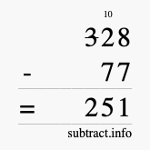 Calculate 328 minus 77 using long subtraction