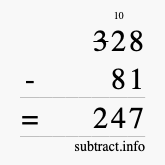 Calculate 328 minus 81 using long subtraction