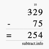 Calculate 329 minus 75 using long subtraction