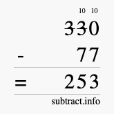 Calculate 330 minus 77 using long subtraction