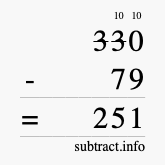 Calculate 330 minus 79 using long subtraction Calculate 330 minus 79 using long subtraction