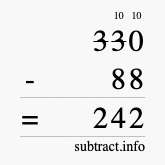 Calculate 330 minus 88 using long subtraction