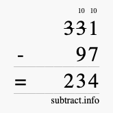 Calculate 331 minus 97 using long subtraction Calculate 331 minus 97 using long subtraction