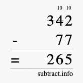 Calculate 342 minus 77 using long subtraction