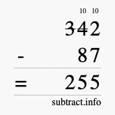 Calculate 342 minus 87 using long subtraction