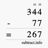 Calculate 344 minus 77 using long subtraction