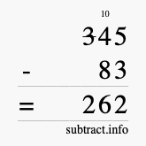 Calculate 345 minus 83 using long subtraction Calculate 345 minus 83 using long subtraction
