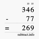 Calculate 346 minus 77 using long subtraction