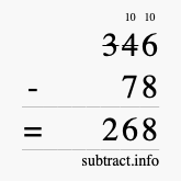 Calculate 346 minus 78 using long subtraction