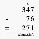 Calculate 347 minus 76 using long subtraction Calculate 347 minus 76 using long subtraction