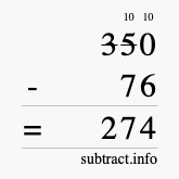 Calculate 350 minus 76 using long subtraction Calculate 350 minus 76 using long subtraction