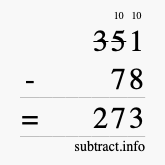 Calculate 351 minus 78 using long subtraction