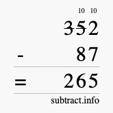 Calculate 352 minus 87 using long subtraction