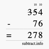 Calculate 354 minus 76 using long subtraction