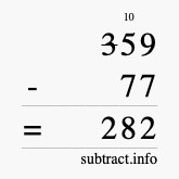 Calculate 359 minus 77 using long subtraction