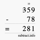 Calculate 359 minus 78 using long subtraction Calculate 359 minus 78 using long subtraction