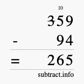 Calculate 359 minus 94 using long subtraction Calculate 359 minus 94 using long subtraction