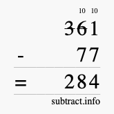Calculate 361 minus 77 using long subtraction