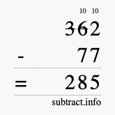 Calculate 362 minus 77 using long subtraction