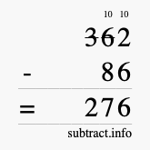 Calculate 362 minus 86 using long subtraction