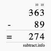 Calculate 363 minus 89 using long subtraction