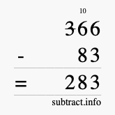 Calculate 366 minus 83 using long subtraction Calculate 366 minus 83 using long subtraction
